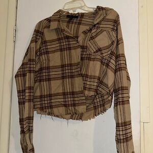 Brown Plaid Button-Up Shirt